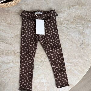 Zara Brown Floral Ruffle-Waist Leggings